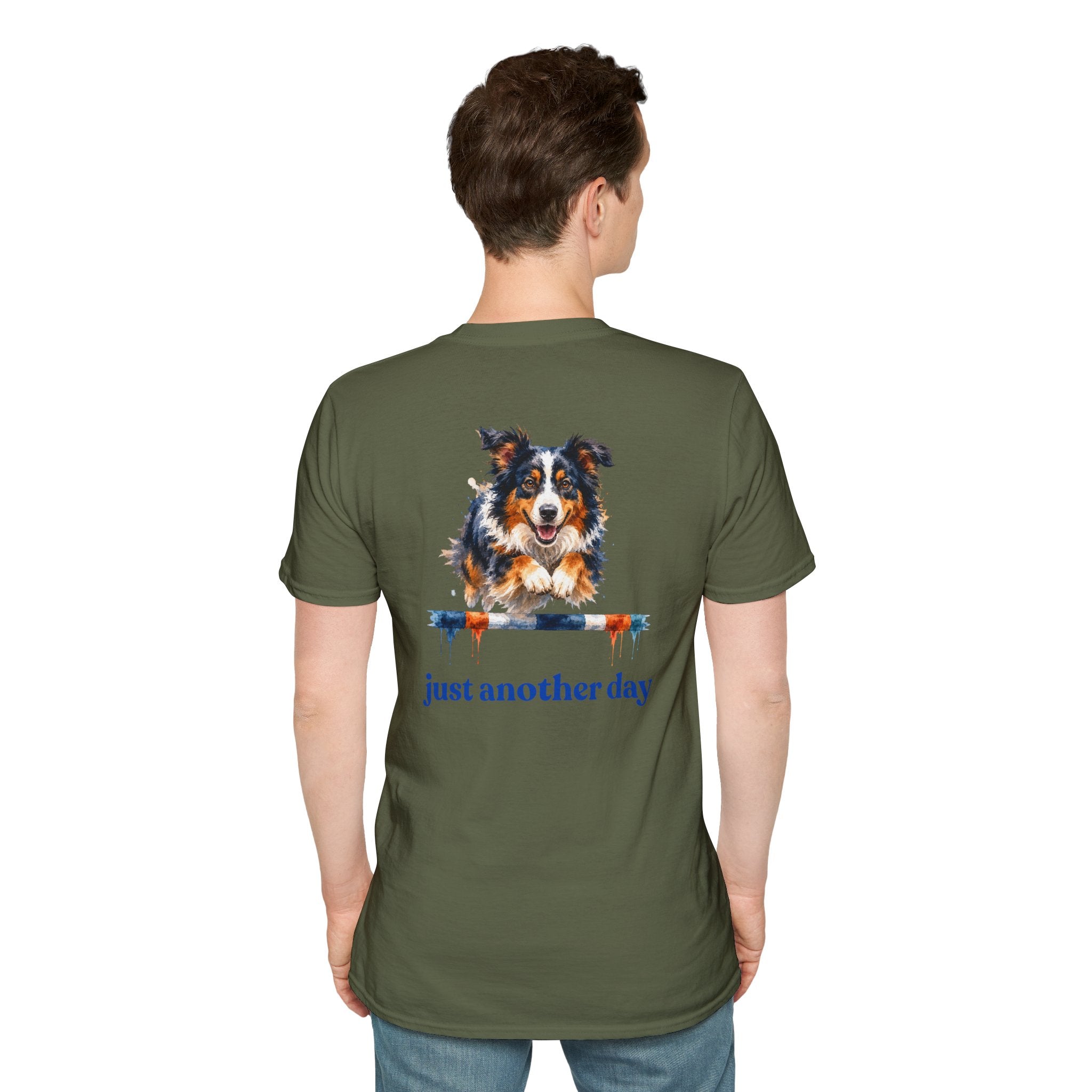Just Another Day Tri-Color Aussie Agility Tee | Australian Shepherd Dog Sports Shirt