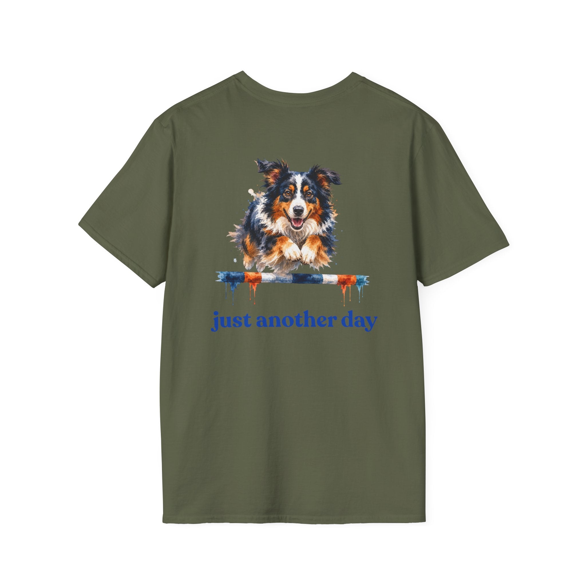 Just Another Day Tri-Color Aussie Agility Tee | Australian Shepherd Dog Sports Shirt