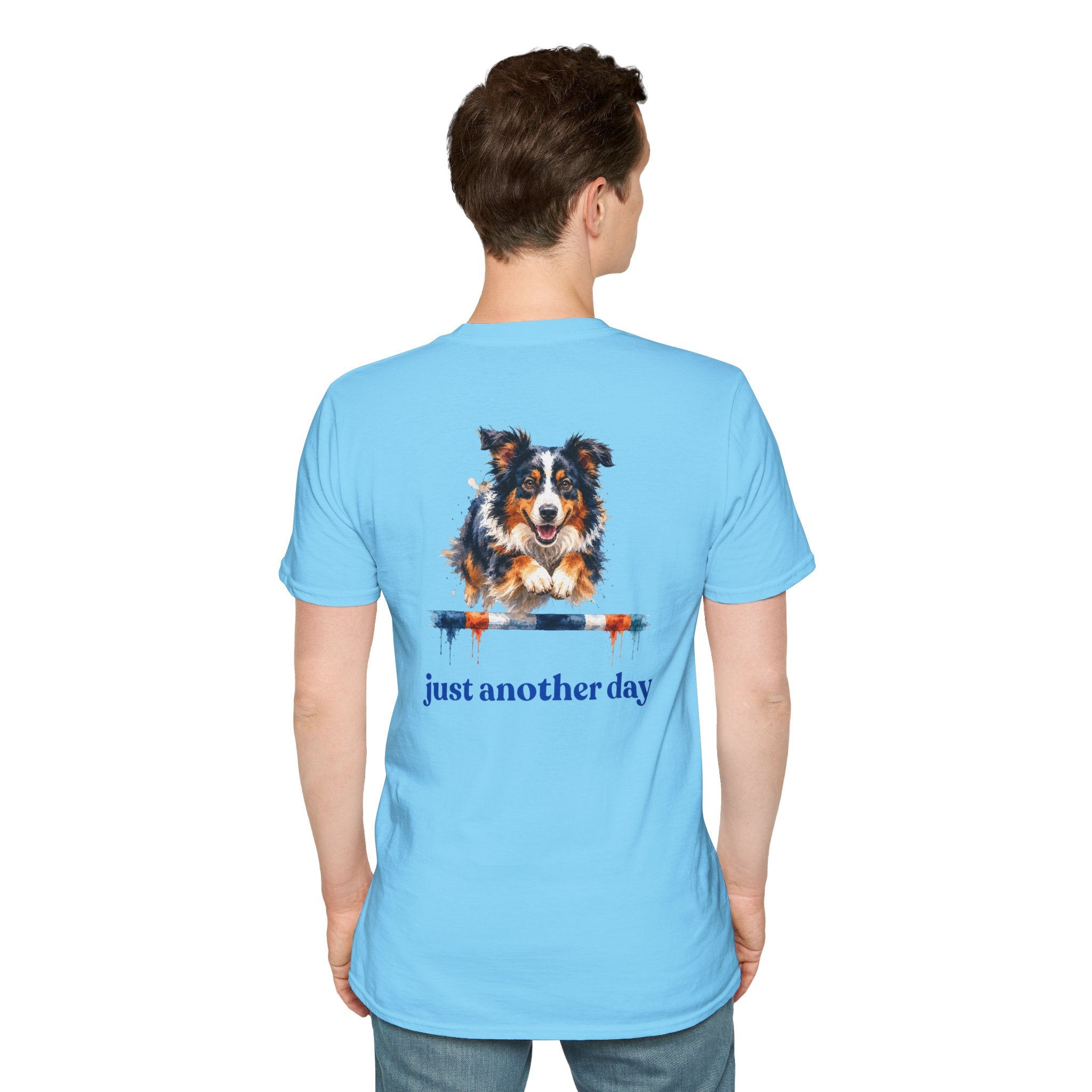 Just Another Day Tri-Color Aussie Agility Tee | Australian Shepherd Dog Sports Shirt