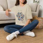 Aussie Mom Merle Paw Print T-Shirt | Watercolor Blue Merle Australian Shepherd Shirt