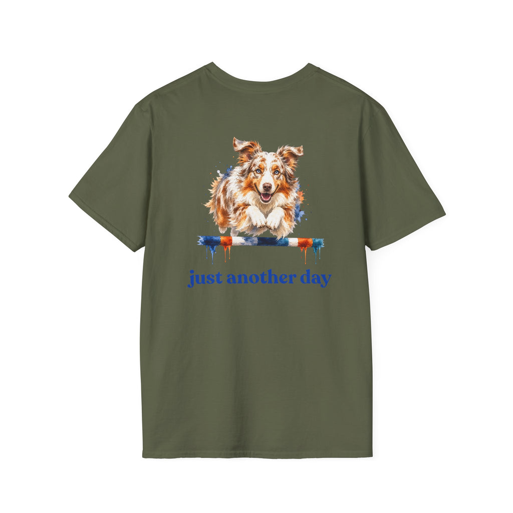 Just Another Day Red Merle Aussie Agility Tee | Australian Shepherd Dog Sports Shirt
