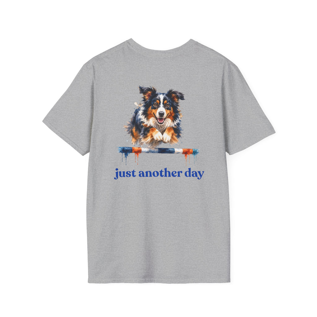 Just Another Day Tri-Color Aussie Agility Tee | Australian Shepherd Dog Sports Shirt