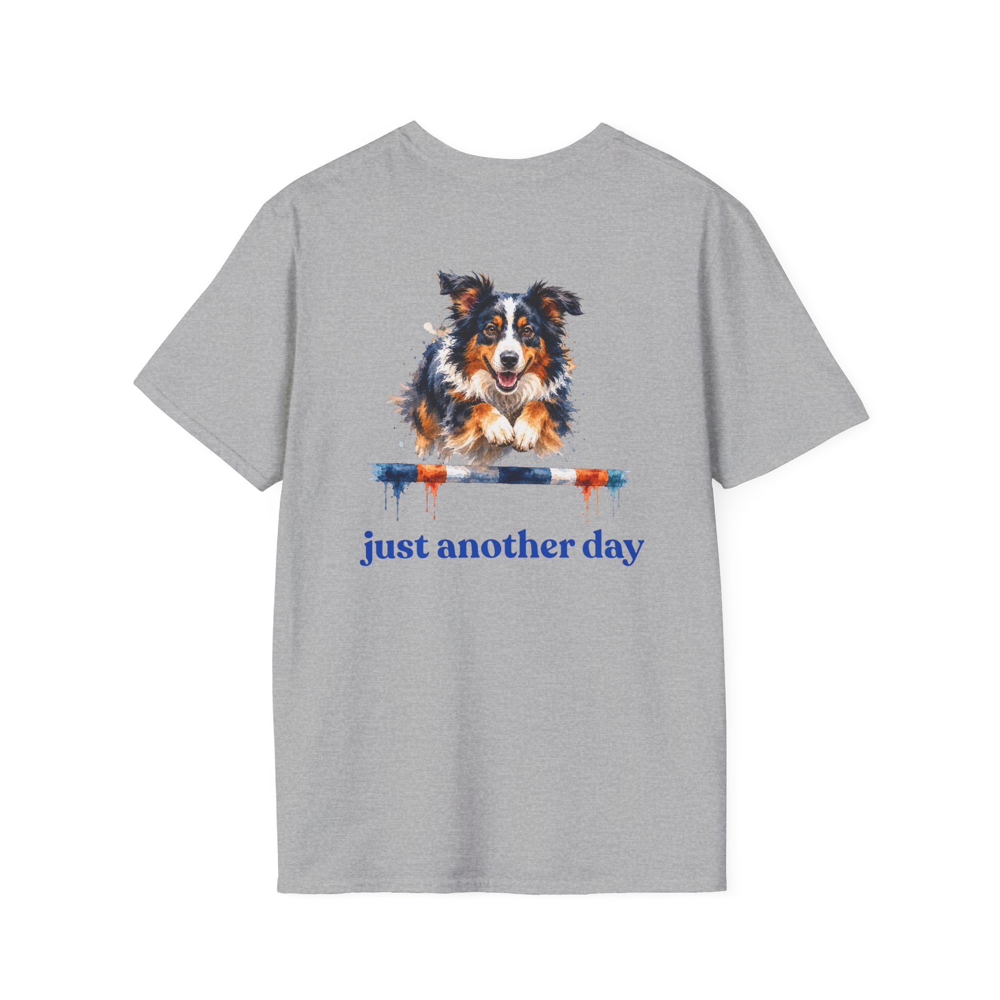 Just Another Day Tri-Color Aussie Agility Tee | Australian Shepherd Dog Sports Shirt