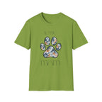 Aussie Mom Merle Paw Print T-Shirt | Watercolor Blue Merle Australian Shepherd Shirt