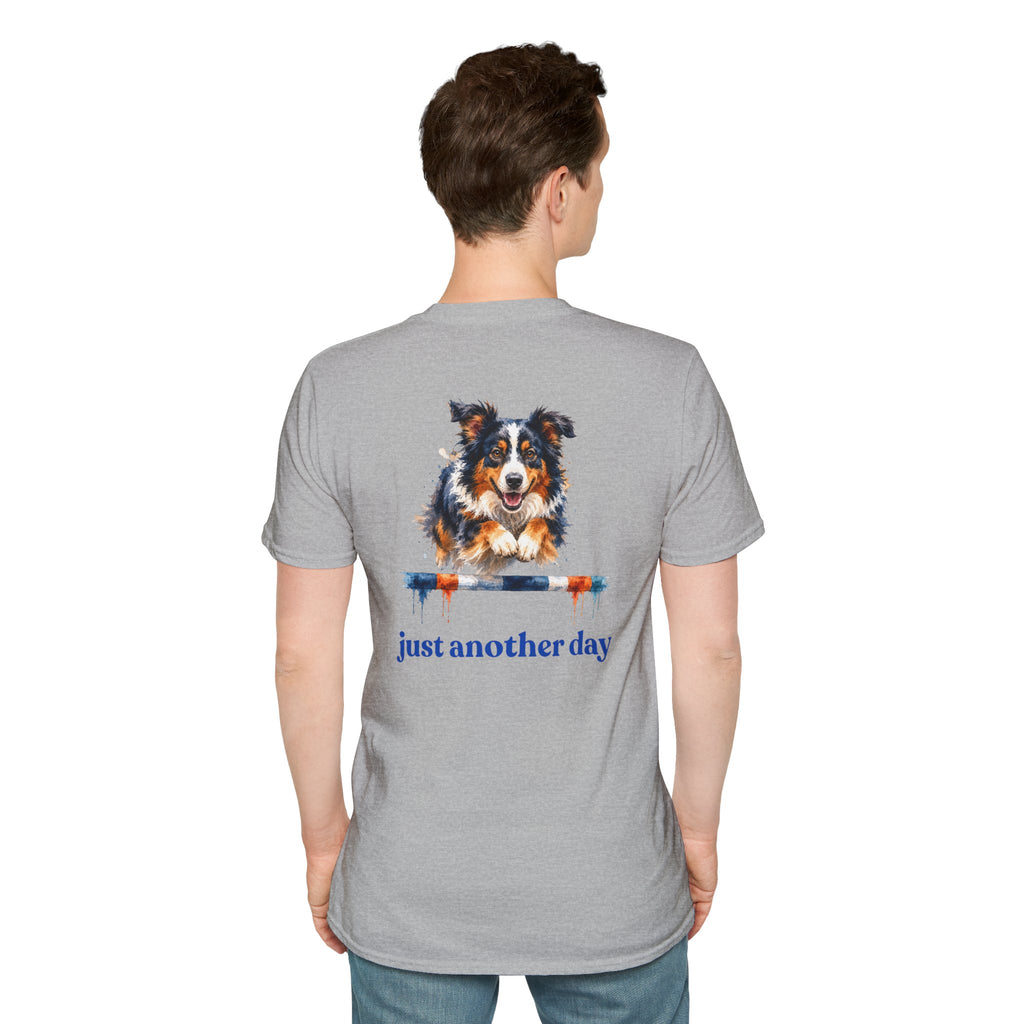 Just Another Day Tri-Color Aussie Agility Tee | Australian Shepherd Dog Sports Shirt