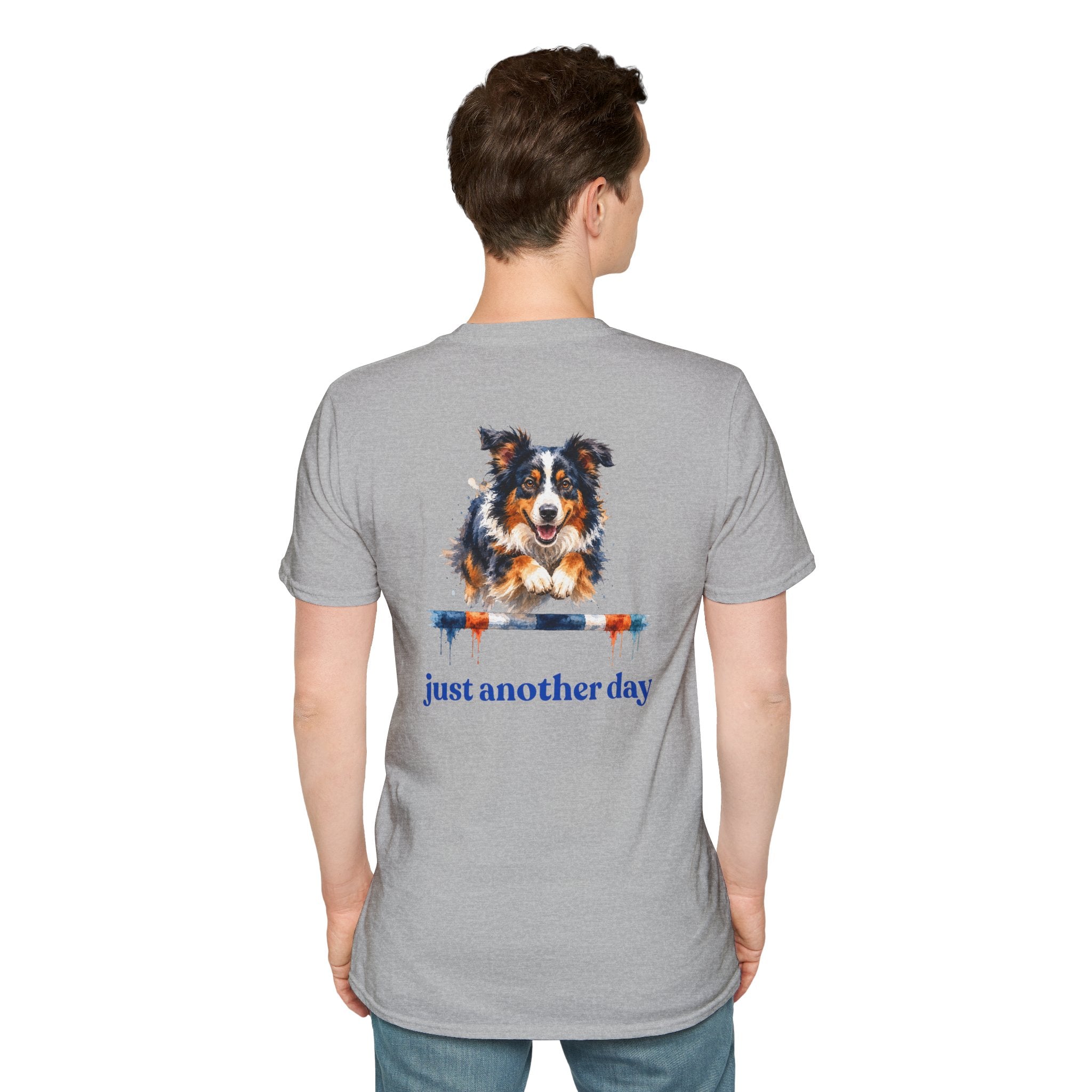 Just Another Day Tri-Color Aussie Agility Tee | Australian Shepherd Dog Sports Shirt
