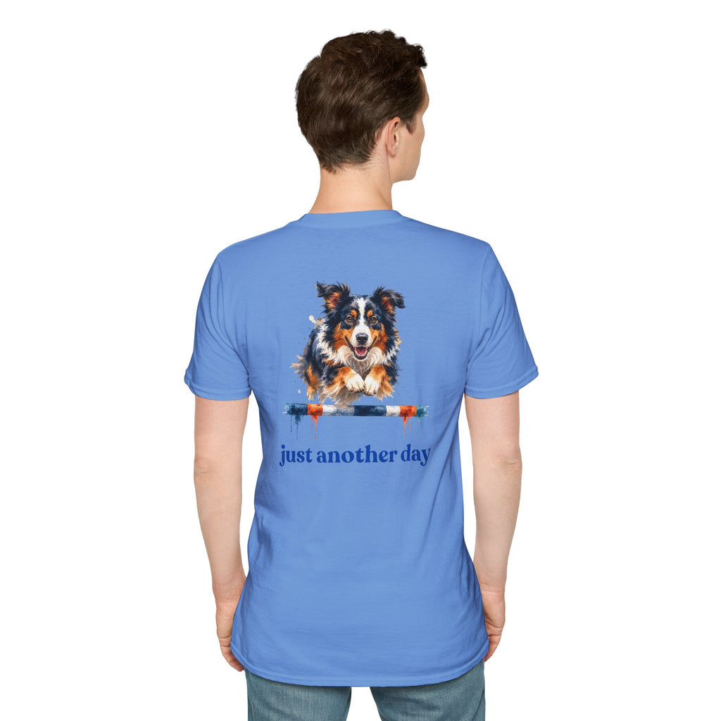 Just Another Day Tri-Color Aussie Agility Tee | Australian Shepherd Dog Sports Shirt