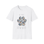 Aussie Mom Merle Paw Print T-Shirt | Watercolor Blue Merle Australian Shepherd Shirt