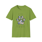 Aussie Mom Merle Paw Print T-Shirt | Watercolor Blue Merle Australian Shepherd Shirt