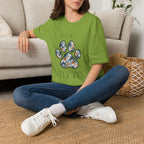 Aussie Mom Merle Paw Print T-Shirt | Watercolor Blue Merle Australian Shepherd Shirt