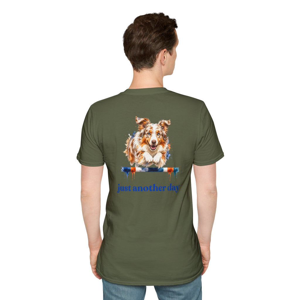 Just Another Day Red Merle Aussie Agility Tee | Australian Shepherd Dog Sports Shirt