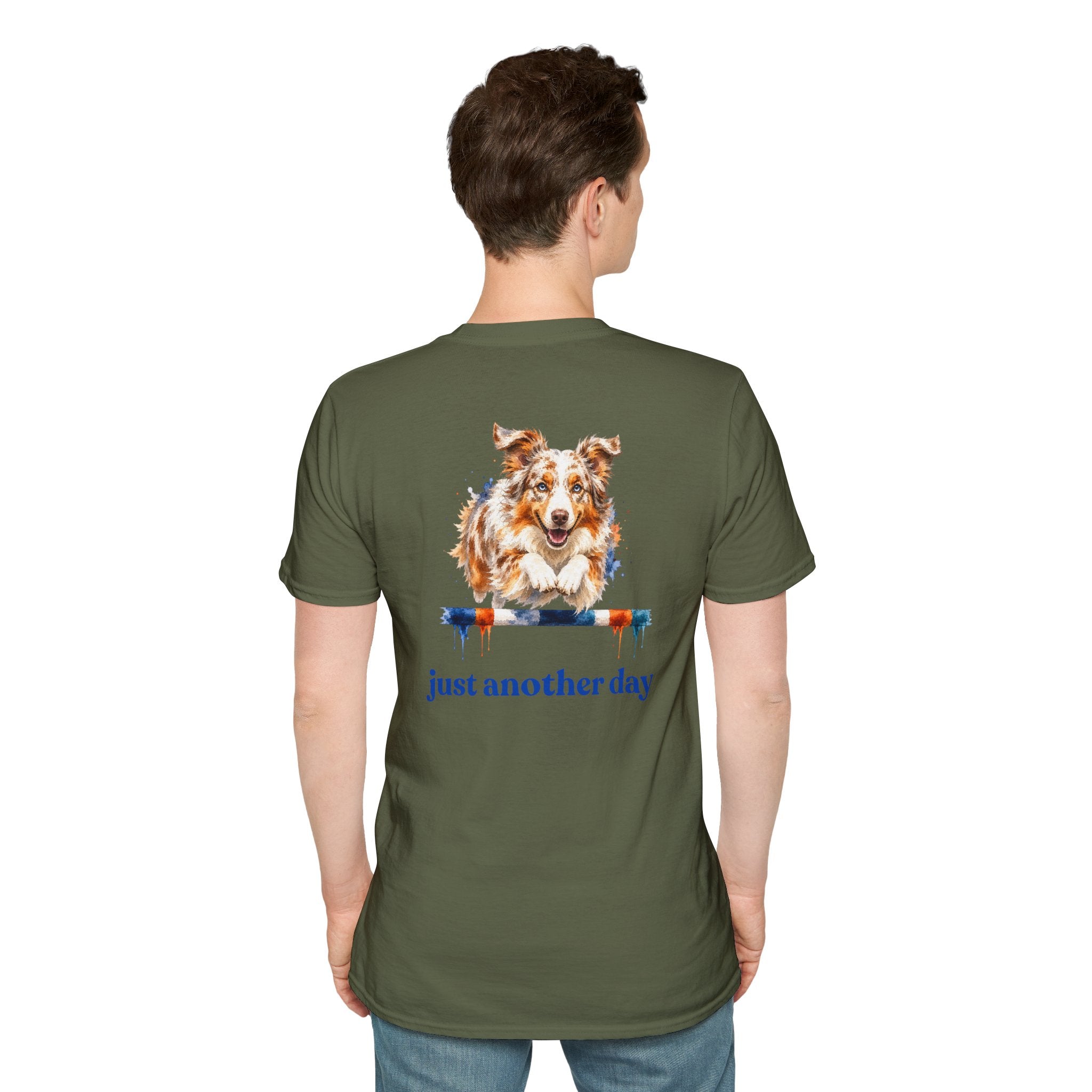 Just Another Day Red Merle Aussie Agility Tee | Australian Shepherd Dog Sports Shirt
