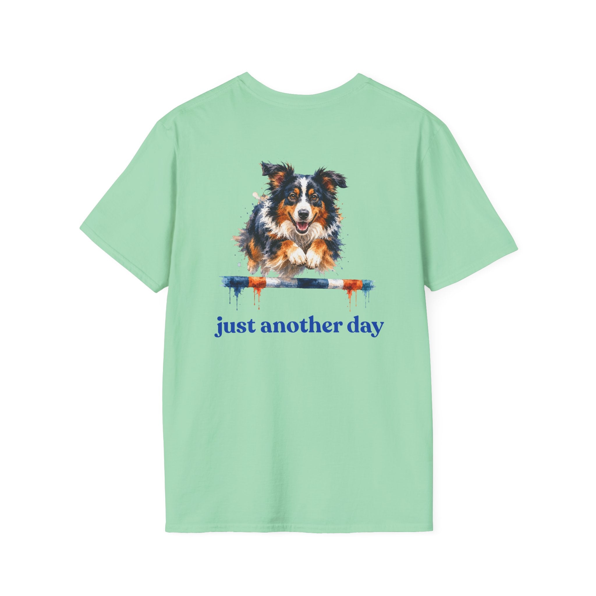 Just Another Day Tri-Color Aussie Agility Tee | Australian Shepherd Dog Sports Shirt