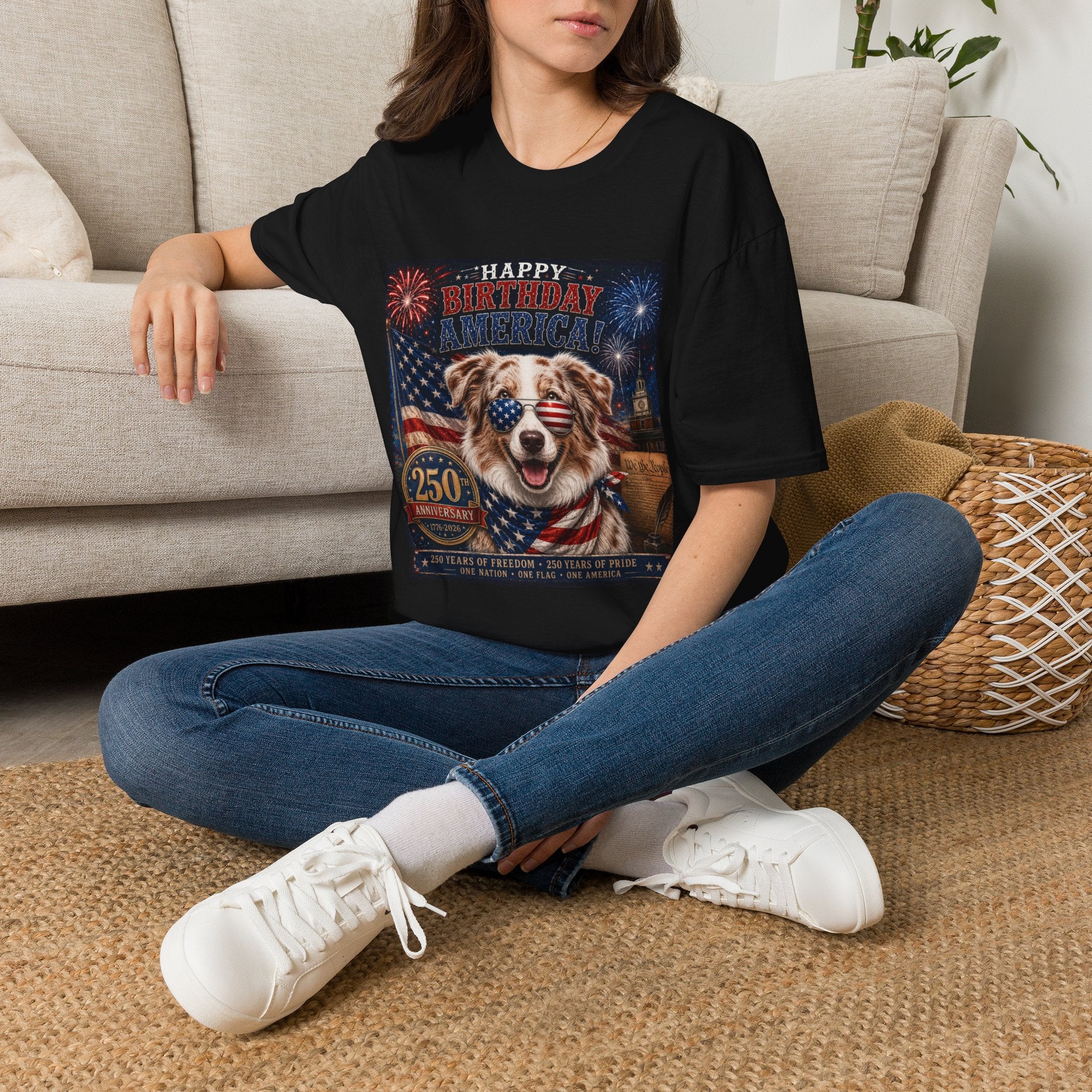 Red Merle Australian Shepherd Patriotic Shirt | 250th Anniversary Aussie Tee (1776–2026)