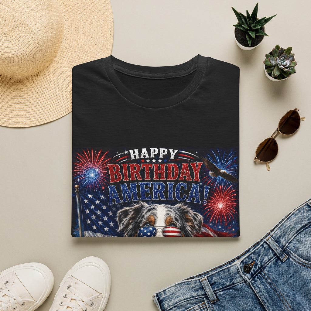 Blue-Tri Merle Australian Shepherd Patriotic Shirt | 250th Anniversary Aussie Tee (1776–2026)