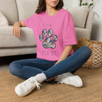 Aussie Mom Merle Paw Print T-Shirt | Watercolor Blue Merle Australian Shepherd Shirt