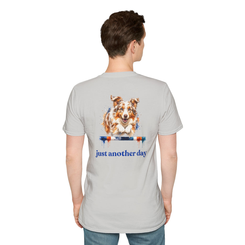 Just Another Day Red Merle Aussie Agility Tee | Australian Shepherd Dog Sports Shirt