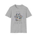 Aussie Mom Merle Paw Print T-Shirt | Watercolor Blue Merle Australian Shepherd Shirt
