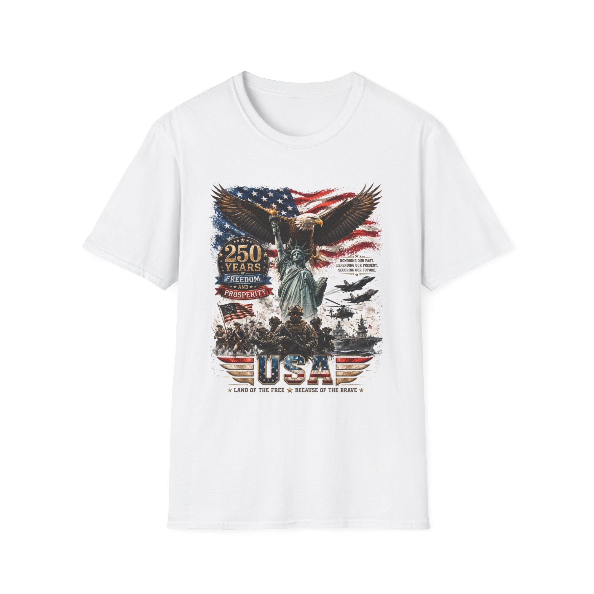 Patriotic USA Eagle T‑Shirt — "250 Years Freedom and Prosperity"