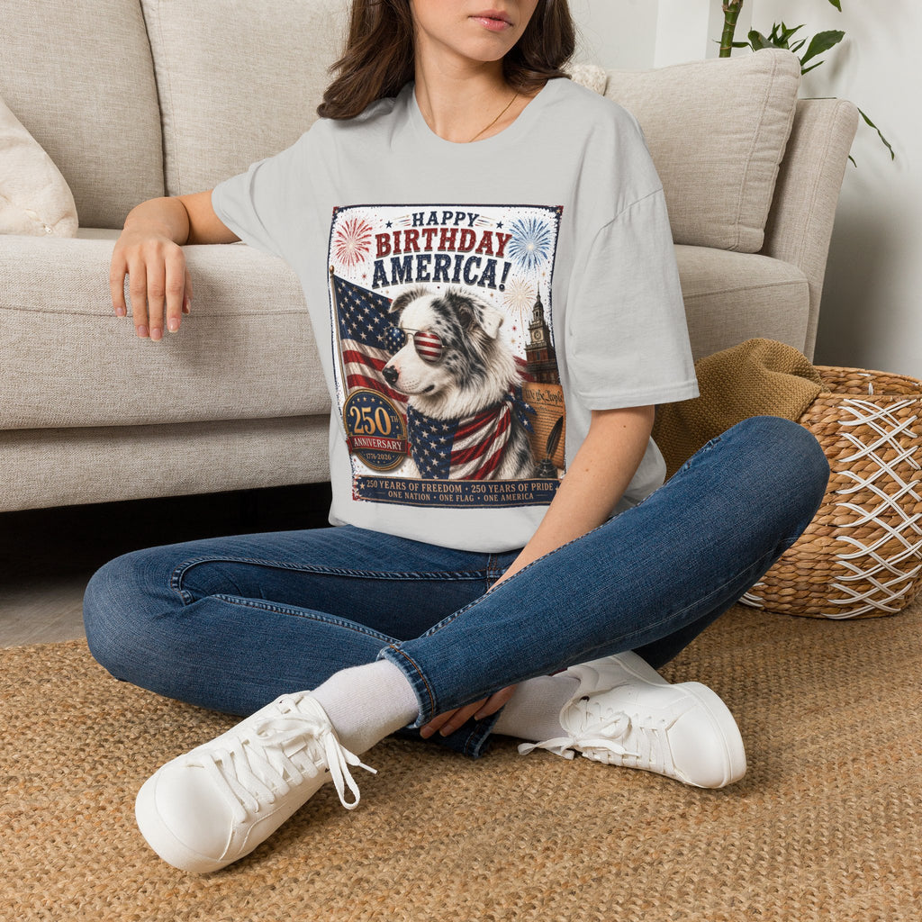 Blue Merle Australian Shepherd Patriotic Shirt | 250th Anniversary Aussie Tee (1776–2026)