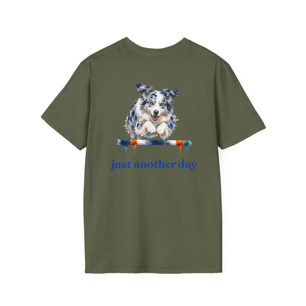 Just Another Day Blue Merle Aussie Agility Tee | Australian Shepherd Dog Sports Shirt
