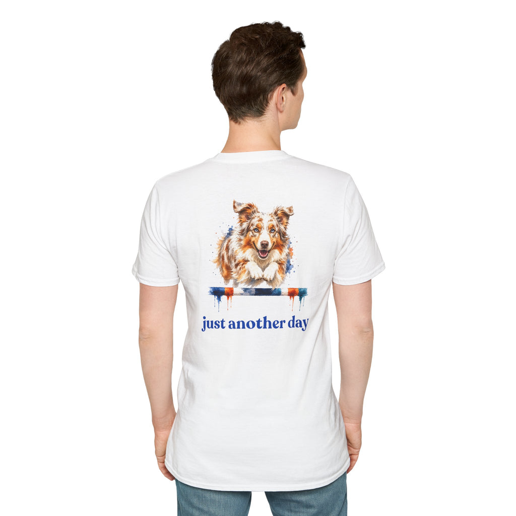 Just Another Day Red Merle Aussie Agility Tee | Australian Shepherd Dog Sports Shirt