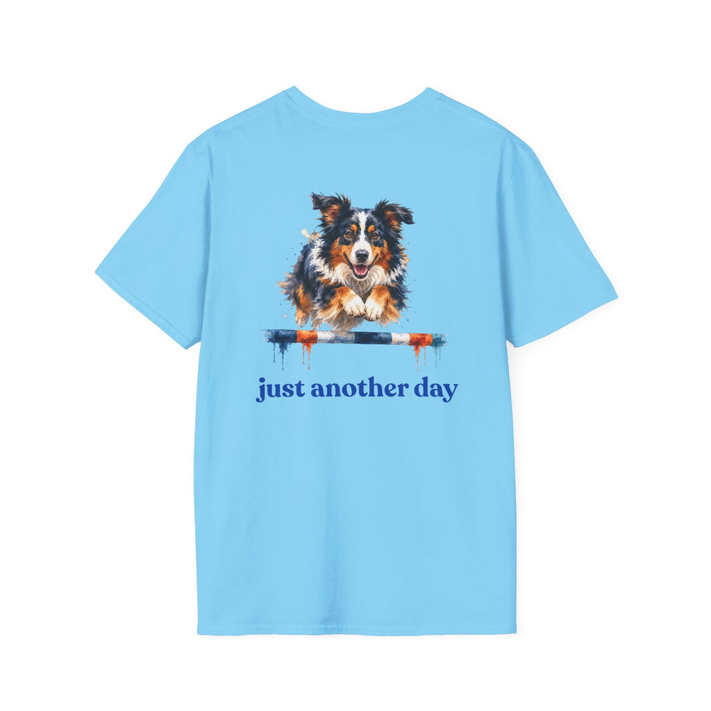 Just Another Day Tri-Color Aussie Agility Tee | Australian Shepherd Dog Sports Shirt