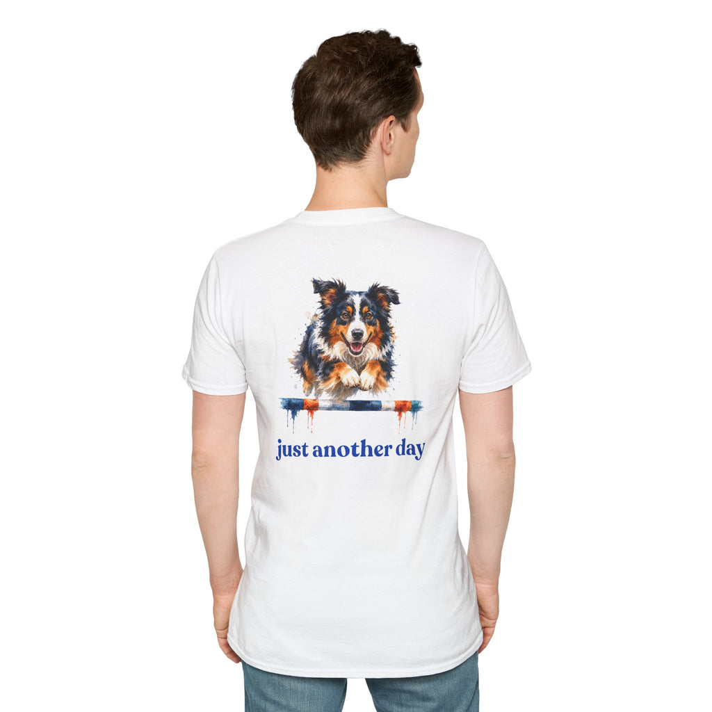Just Another Day Tri-Color Aussie Agility Tee | Australian Shepherd Dog Sports Shirt