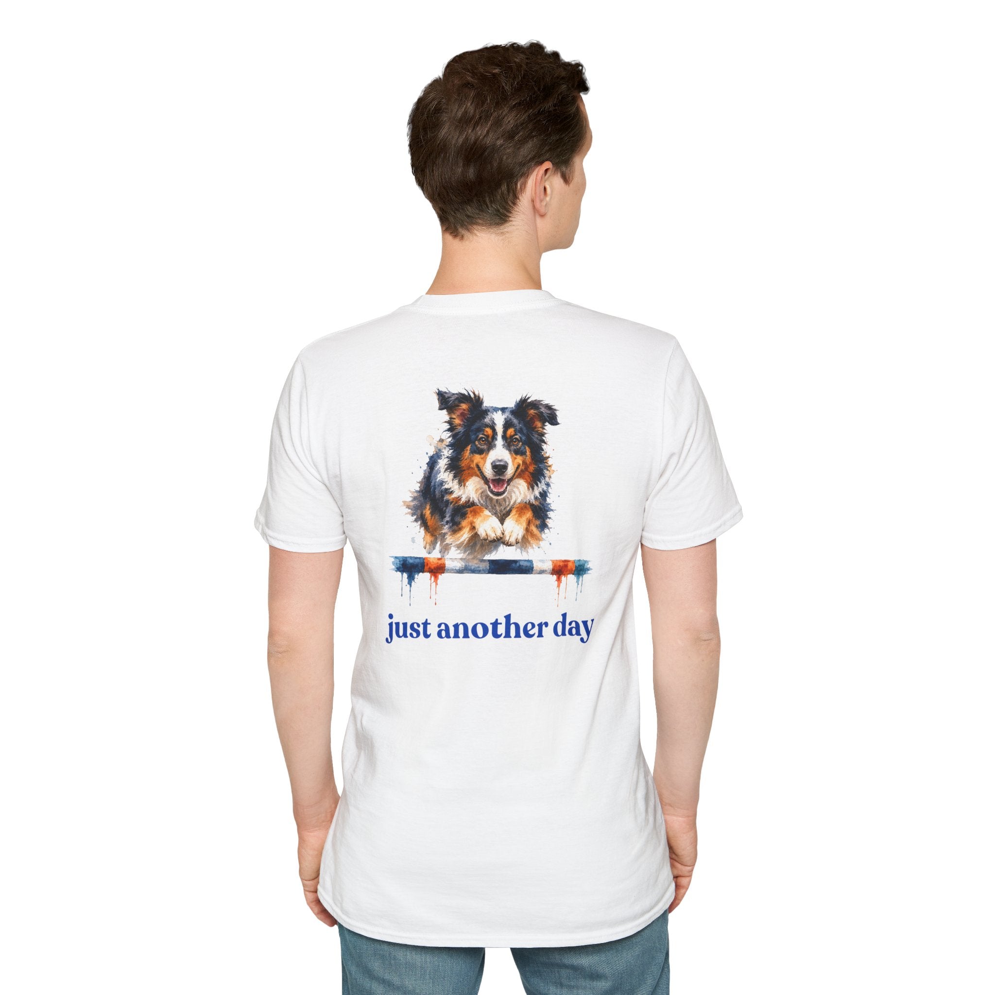 Just Another Day Tri-Color Aussie Agility Tee | Australian Shepherd Dog Sports Shirt