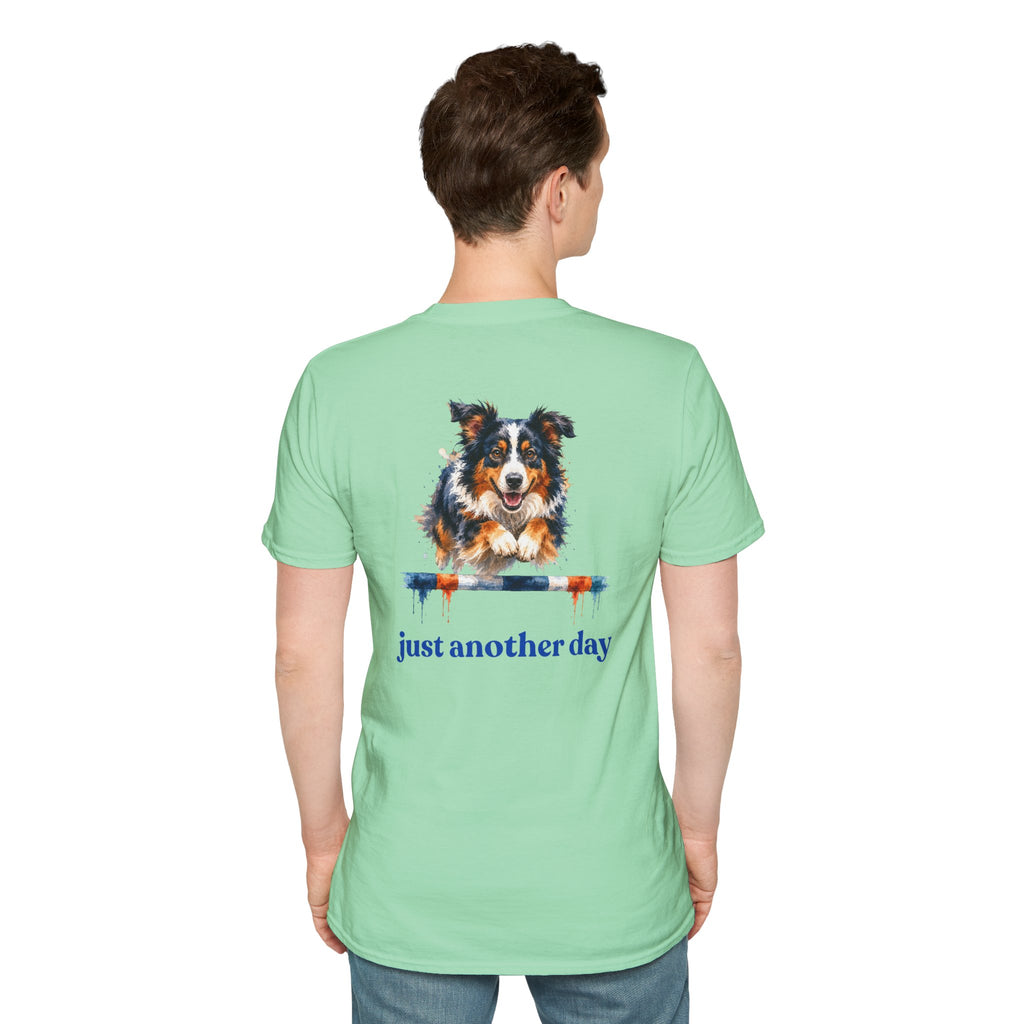 Just Another Day Tri-Color Aussie Agility Tee | Australian Shepherd Dog Sports Shirt