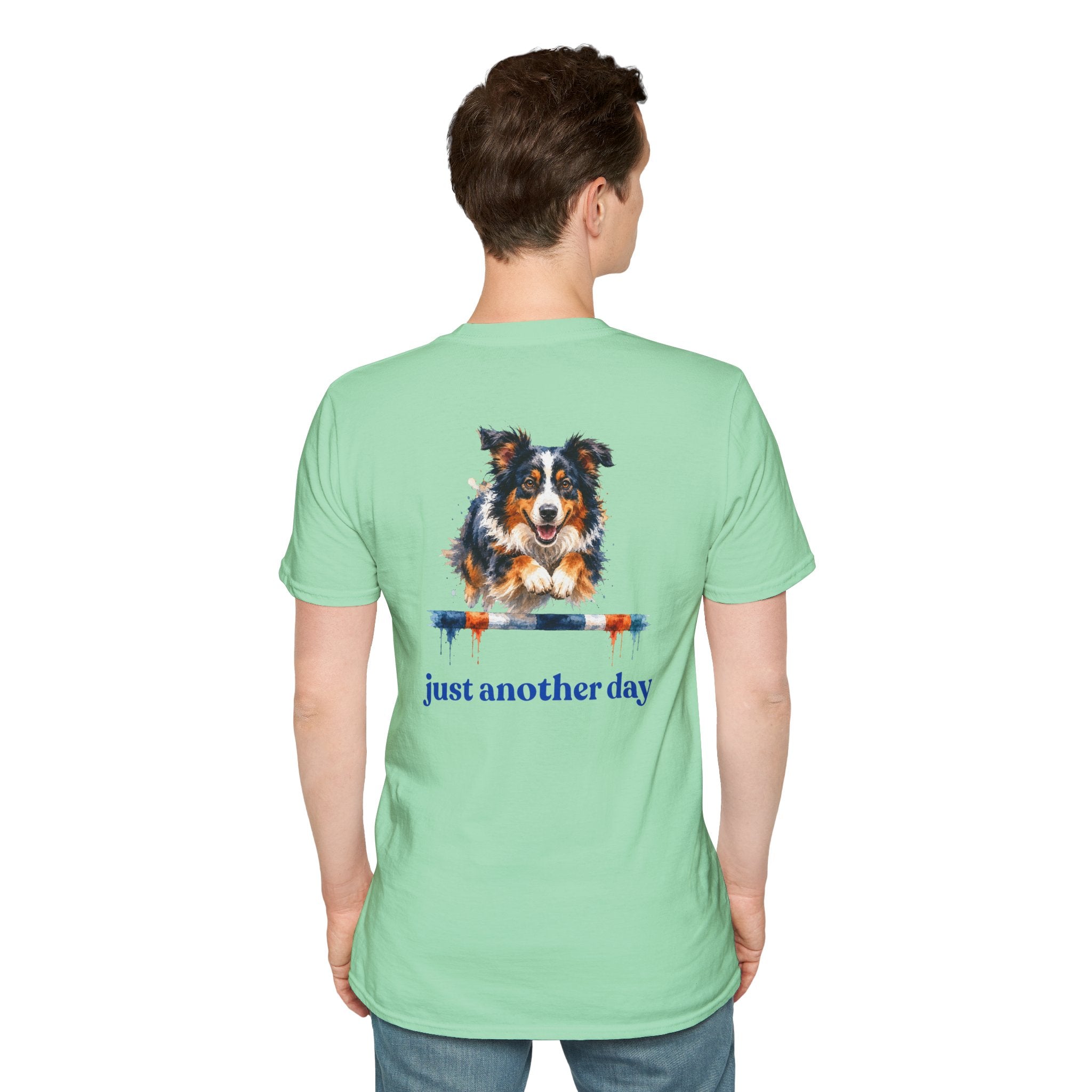 Just Another Day Tri-Color Aussie Agility Tee | Australian Shepherd Dog Sports Shirt