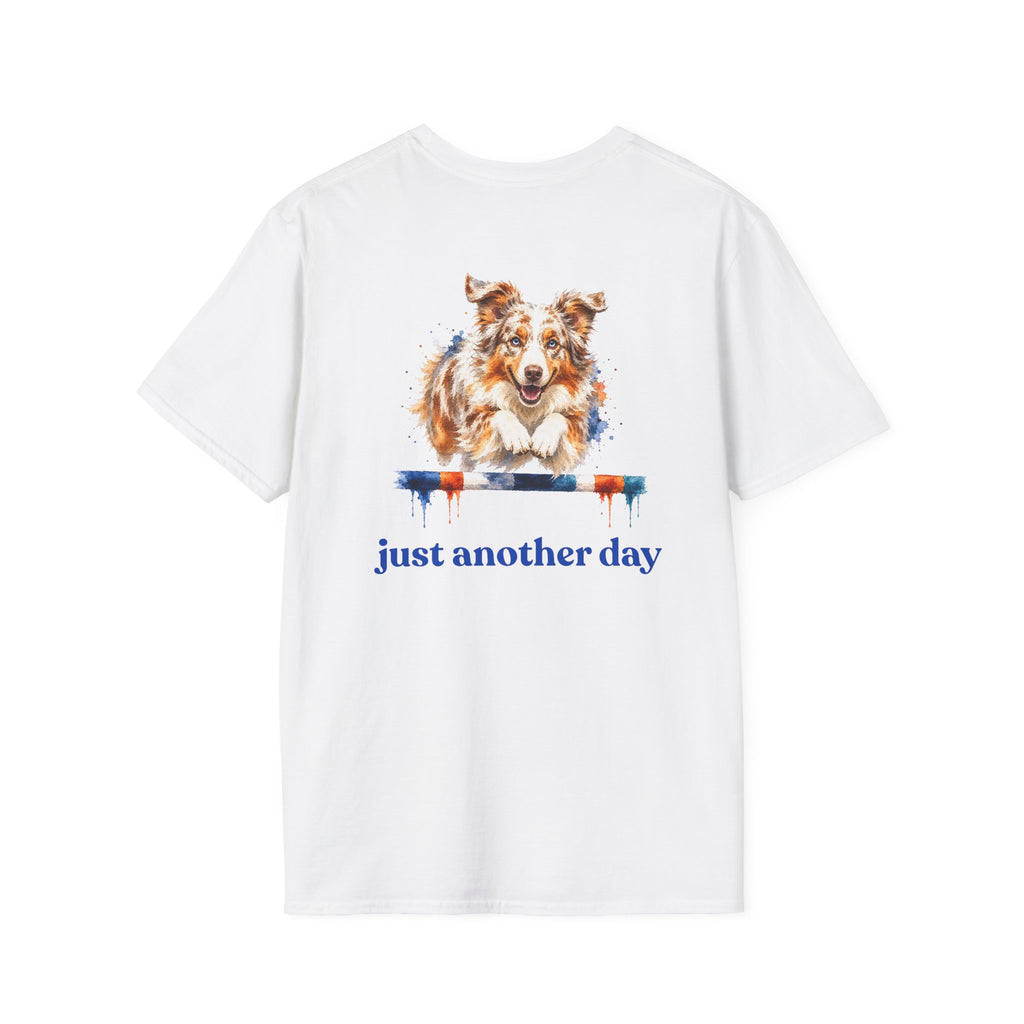 Just Another Day Red Merle Aussie Agility Tee | Australian Shepherd Dog Sports Shirt