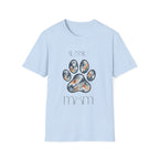 Aussie Mom Merle Paw Print T-Shirt | Watercolor Blue Merle Australian Shepherd Shirt