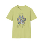 Aussie Mom Merle Paw Print T-Shirt | Watercolor Blue Merle Australian Shepherd Shirt