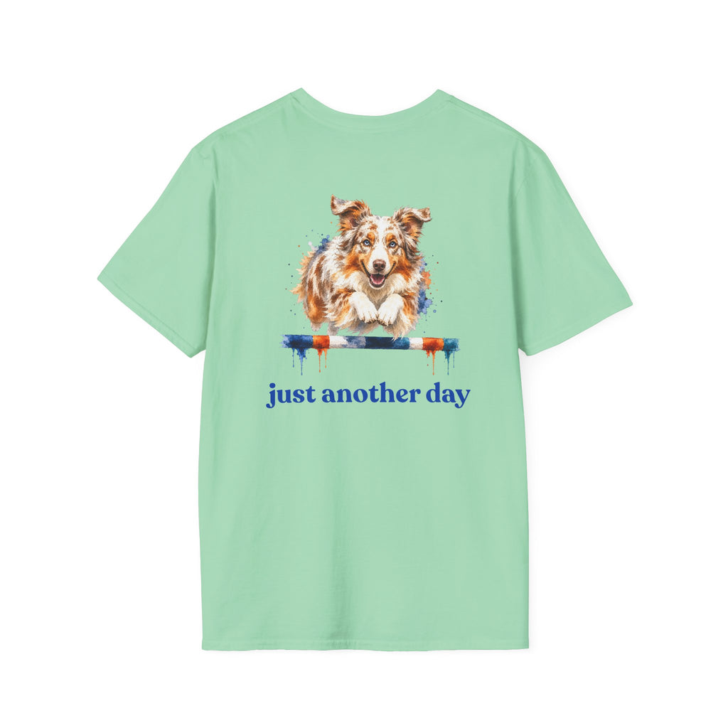 Just Another Day Red Merle Aussie Agility Tee | Australian Shepherd Dog Sports Shirt