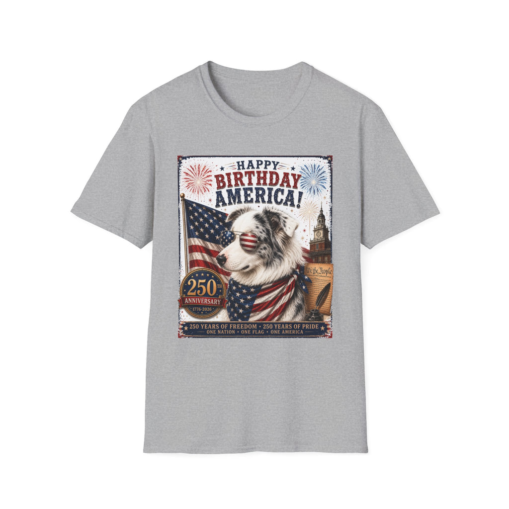 Blue Merle Australian Shepherd Patriotic Shirt | 250th Anniversary Aussie Tee (1776–2026)