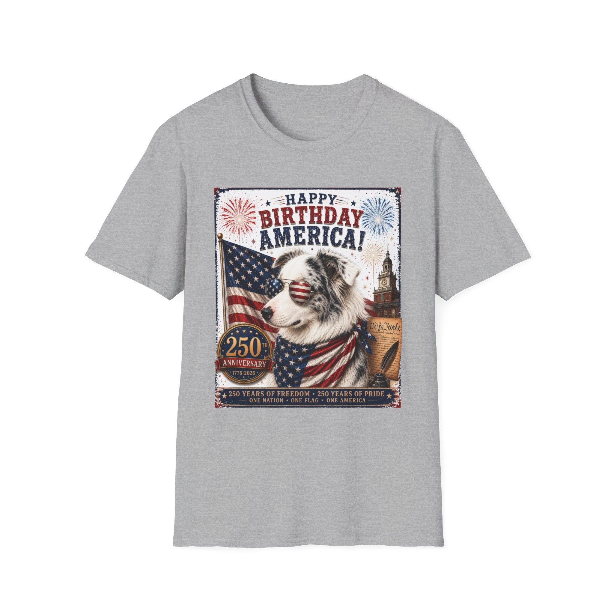 Blue Merle Australian Shepherd Patriotic Shirt | 250th Anniversary Aussie Tee (1776–2026)