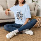 Aussie Mom Merle Paw Print T-Shirt | Watercolor Blue Merle Australian Shepherd Shirt