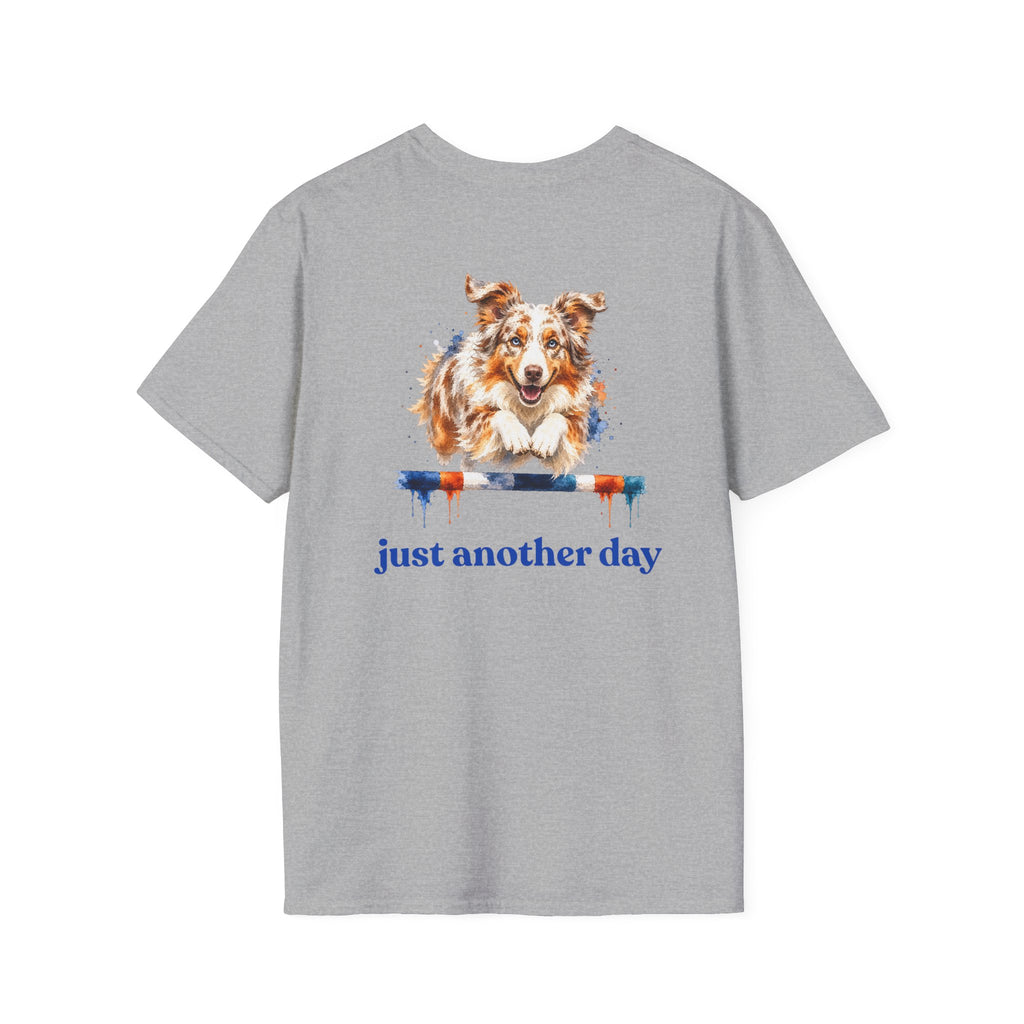 Just Another Day Red Merle Aussie Agility Tee | Australian Shepherd Dog Sports Shirt