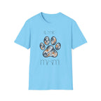 Aussie Mom Merle Paw Print T-Shirt | Watercolor Blue Merle Australian Shepherd Shirt