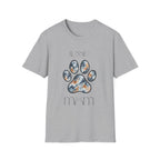 Aussie Mom Merle Paw Print T-Shirt | Watercolor Blue Merle Australian Shepherd Shirt