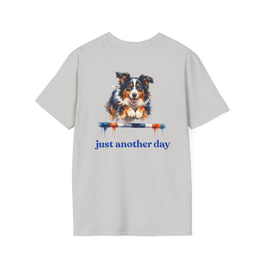 Just Another Day Tri-Color Aussie Agility Tee | Australian Shepherd Dog Sports Shirt