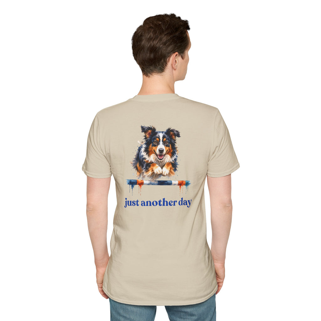 Just Another Day Tri-Color Aussie Agility Tee | Australian Shepherd Dog Sports Shirt