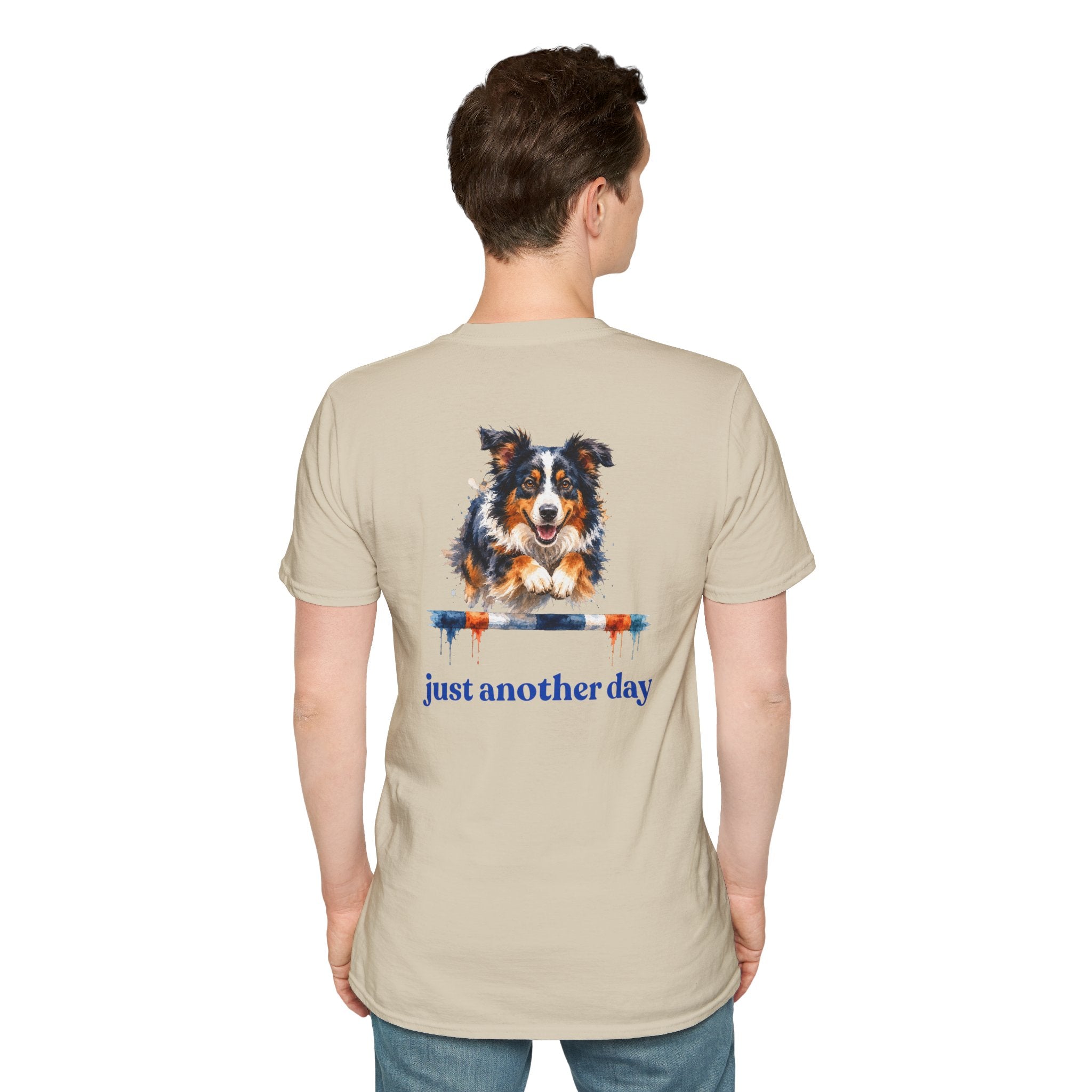 Just Another Day Tri-Color Aussie Agility Tee | Australian Shepherd Dog Sports Shirt