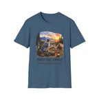 Camping Aussie T-Shirt — "First One Awake" Scenic Mountain Sunrise Tee