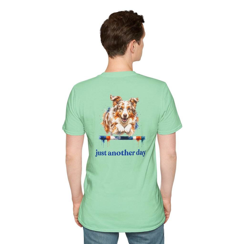 Just Another Day Red Merle Aussie Agility Tee | Australian Shepherd Dog Sports Shirt