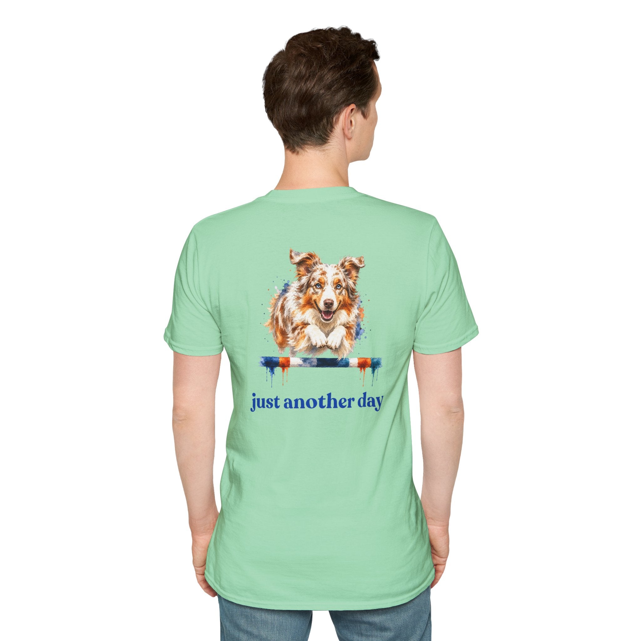 Just Another Day Red Merle Aussie Agility Tee | Australian Shepherd Dog Sports Shirt