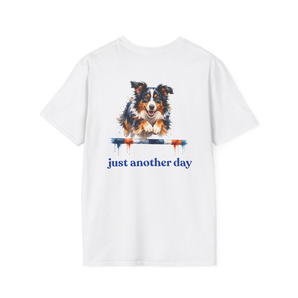 Just Another Day Tri-Color Aussie Agility Tee | Australian Shepherd Dog Sports Shirt