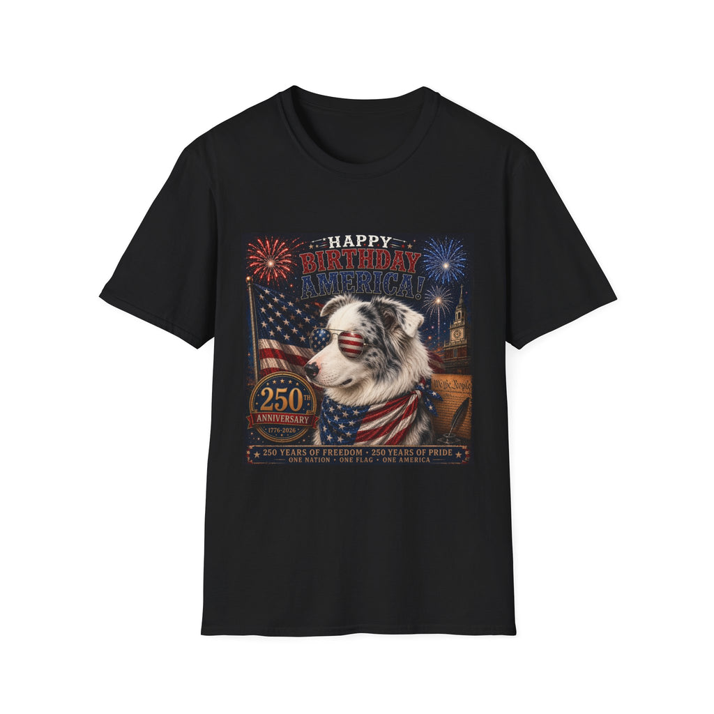 Blue Merle Australian Shepherd Patriotic Shirt | 250th Anniversary Aussie Tee (1776–2026)