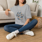 Aussie Mom Merle Paw Print T-Shirt | Watercolor Blue Merle Australian Shepherd Shirt